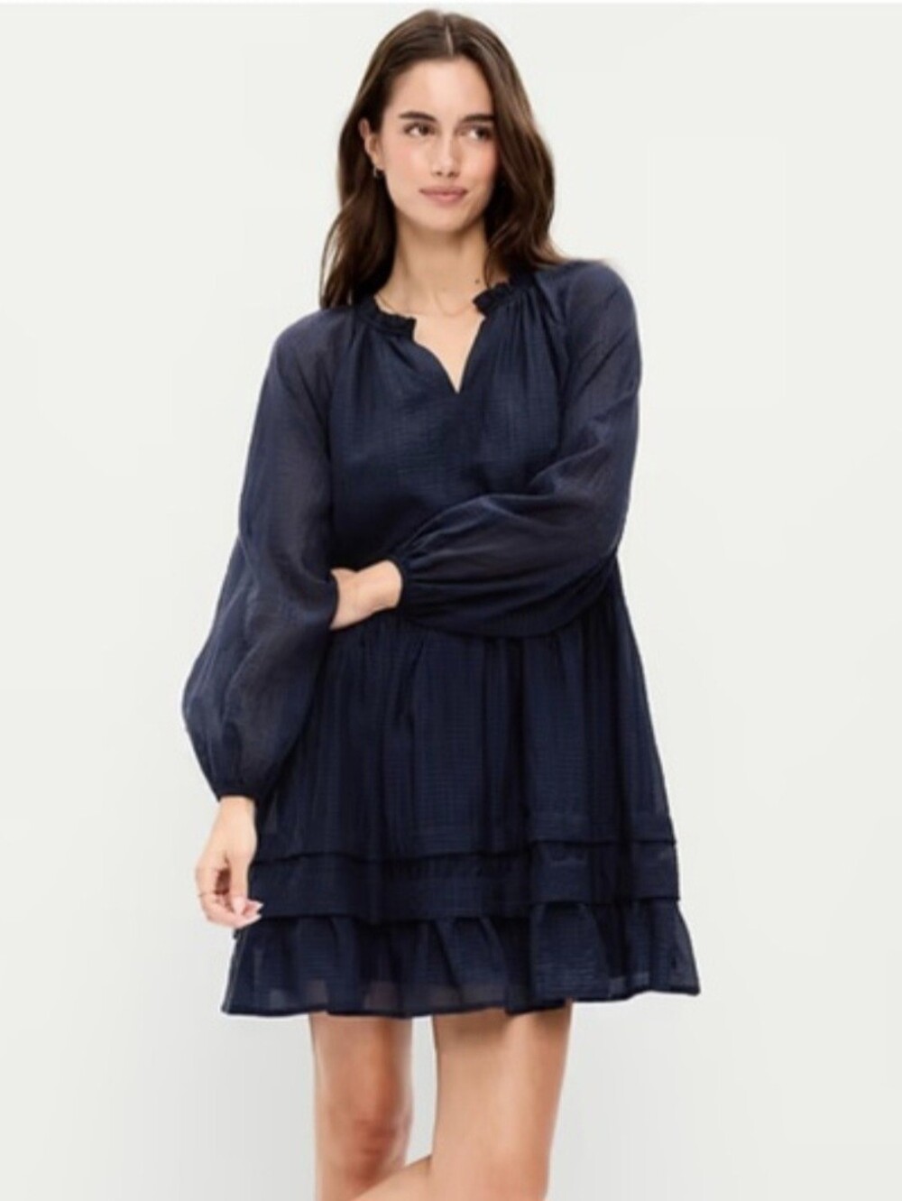 Old Navy Short Length Swing Dress Gauzy Ruffled Fabric Lined XL